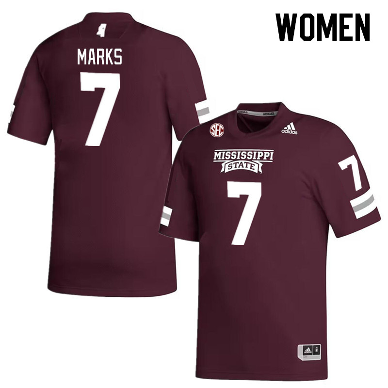 Women #7 Jo'Quavious Marks Mississippi State Bulldogs College Football Jerseys Stitched Sale-Maroon